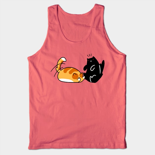 Playful Tabby and Black Cat Tank Top by saradaboru